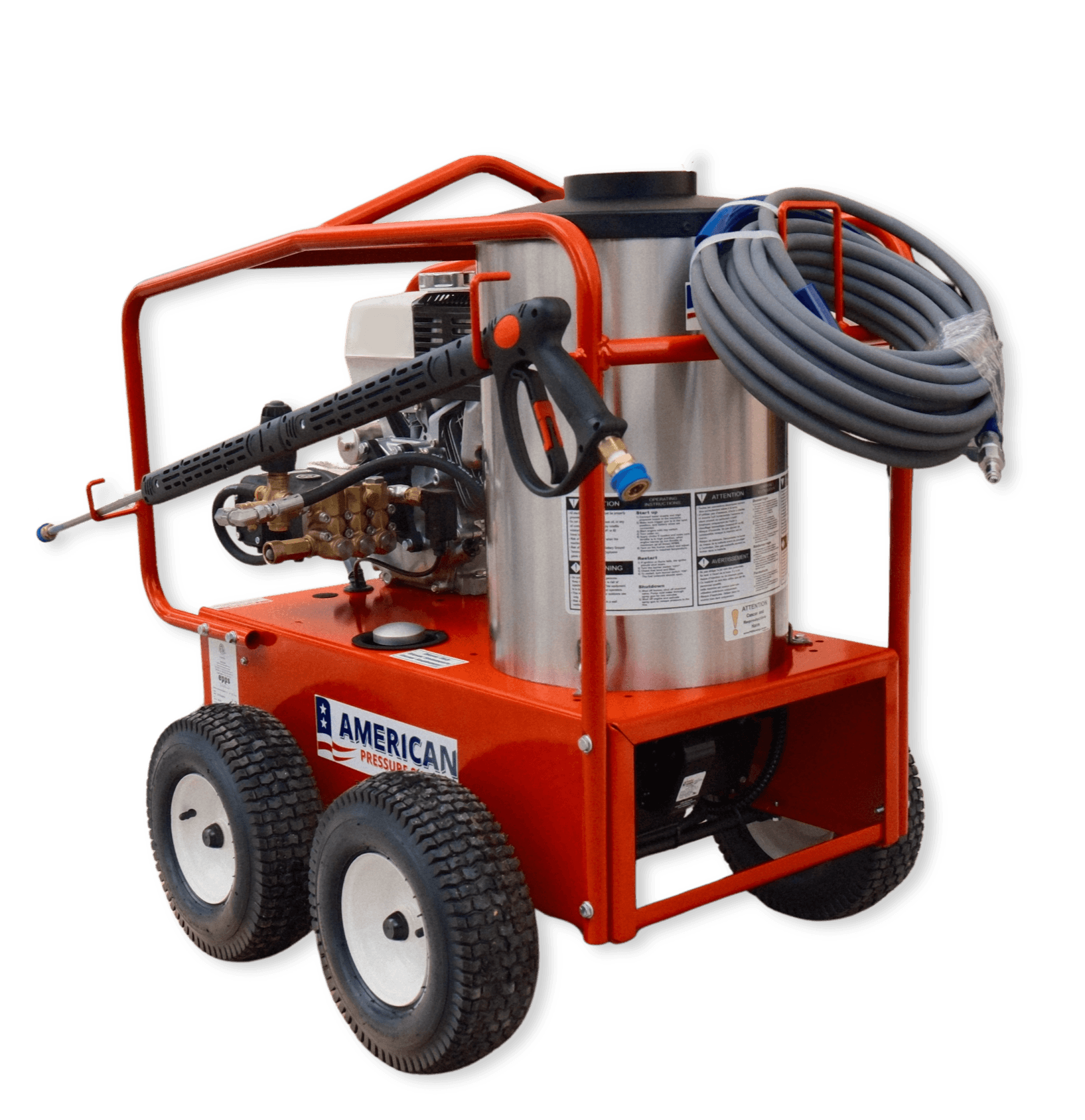 APS 4000 PSI Honda Hot Water 4-Wheel Portable Pressure Washer -170K BTU - 4 GPM
