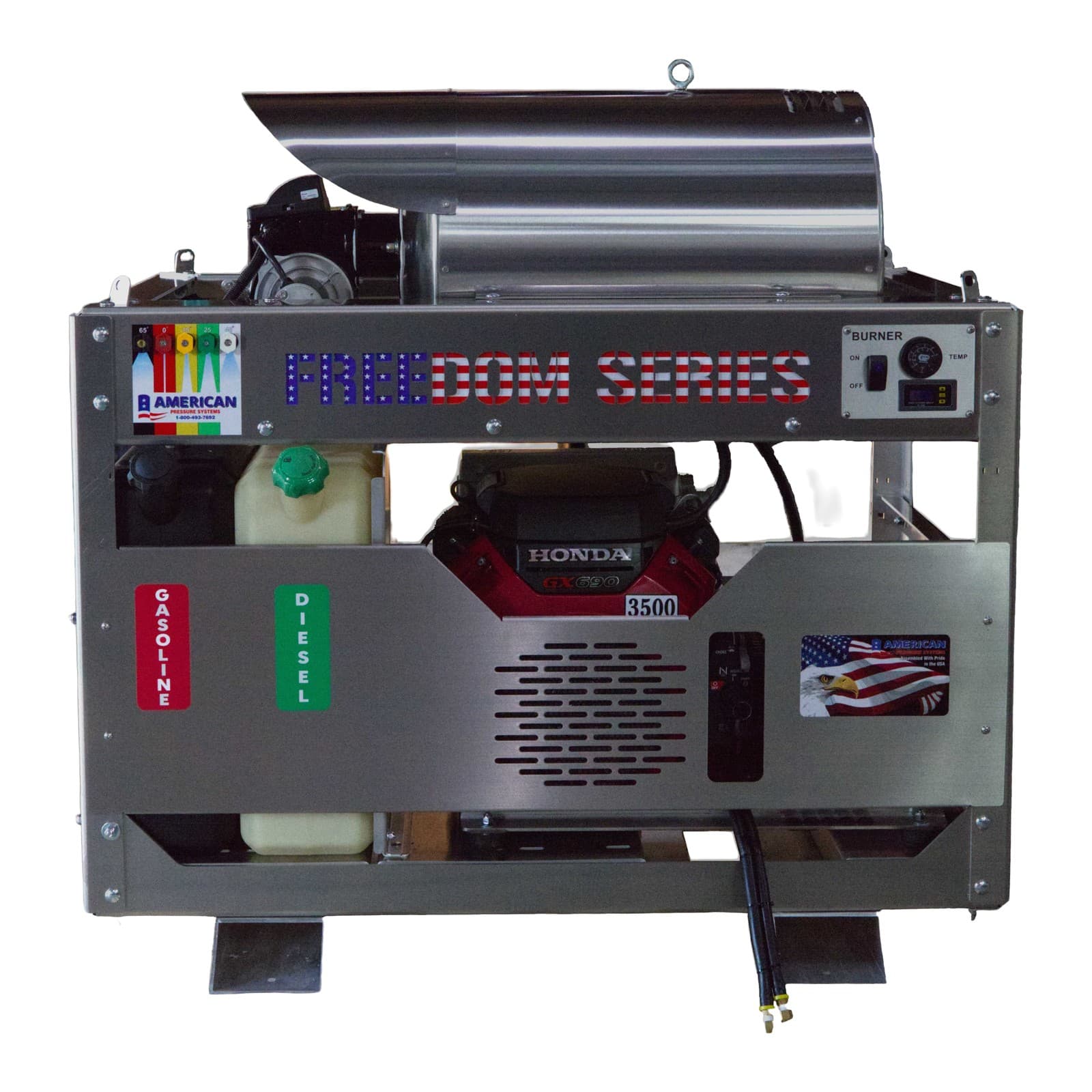 Freedom Series Hot Water Skid: Honda GX690, 8 GPM 3500 PSI, General Pump