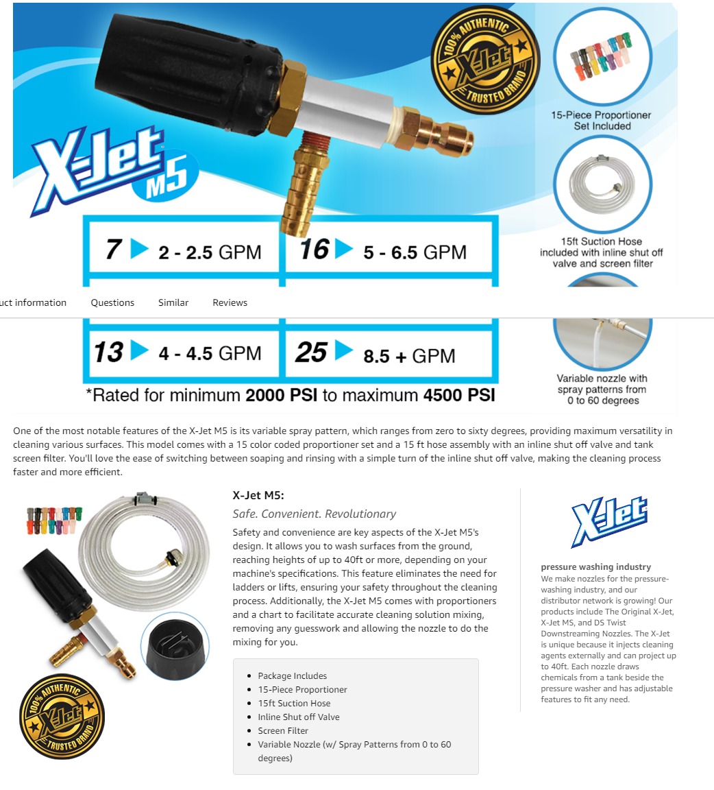 X-Jet M5 #20 Downstream Injector | 7-8 GPM | APS